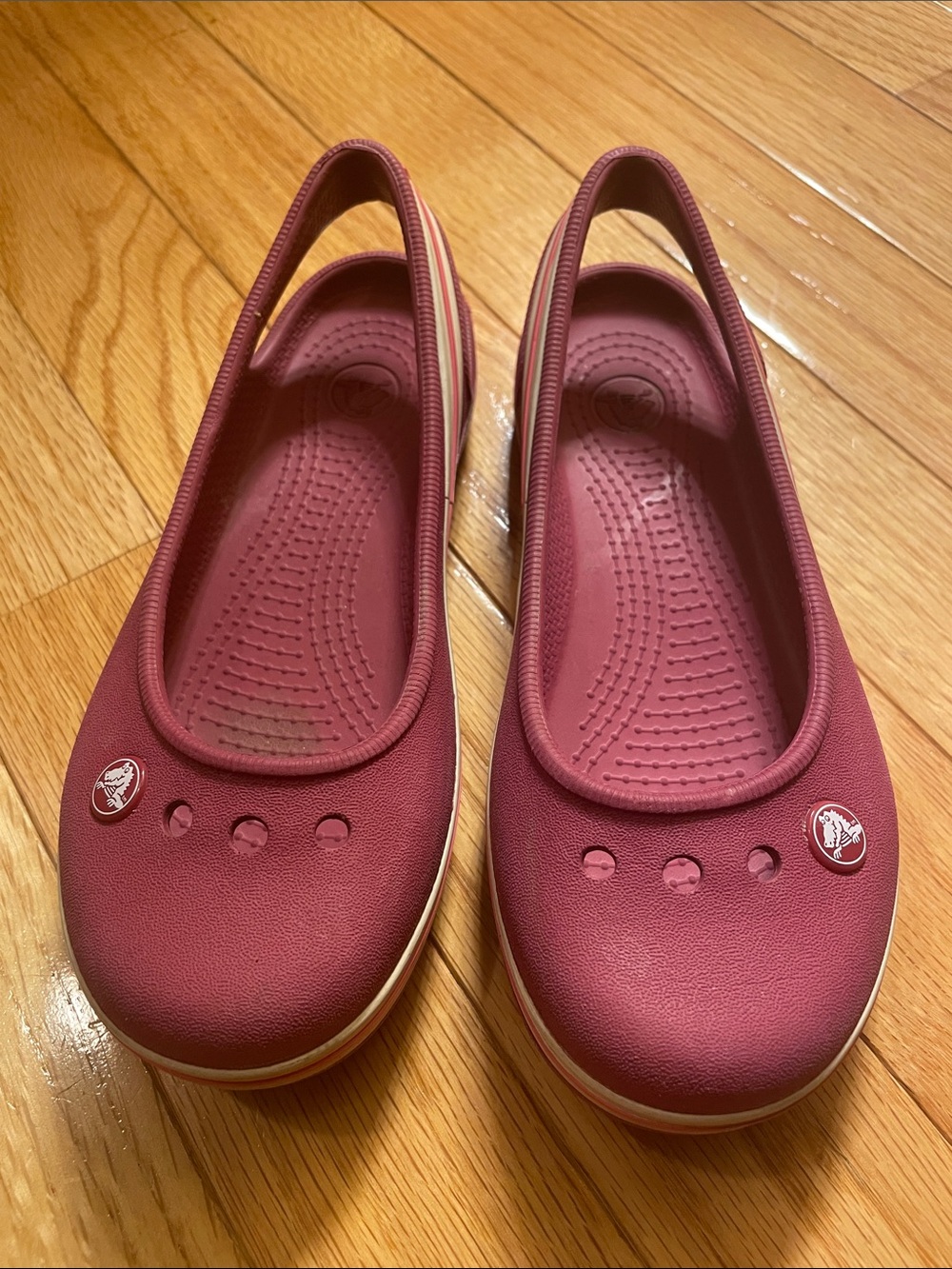 CROCS kids Burgundy Slip-On Ballet Flats